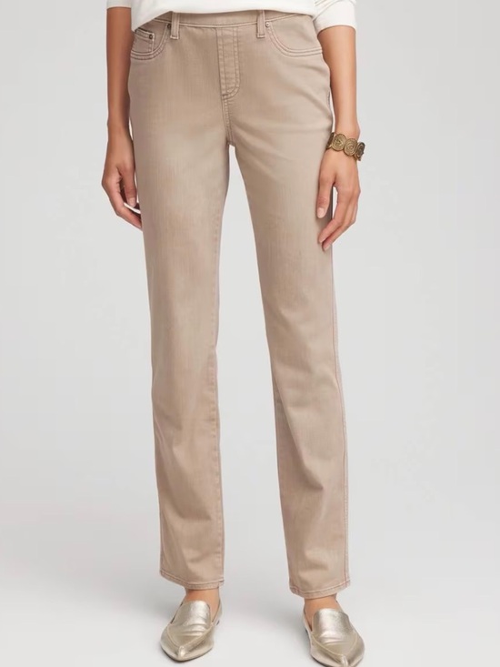 Chico's Denim - Chico’s Pull-On Straight Leg Jeans Size 10 Neutral Tan Stretch NWT Comfort Fit